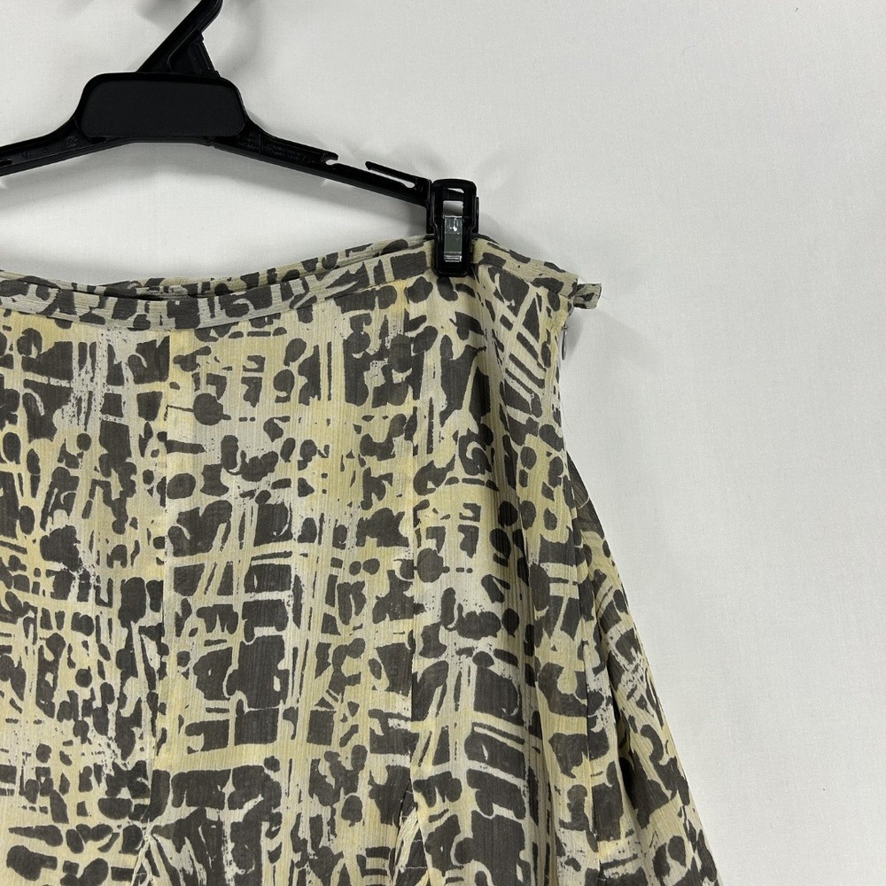 Jones Wear Vintage 2000S/ Y2K Women Midi Flowy Skirt 6 Printed Yellow And Grey - Picture 3 of 5